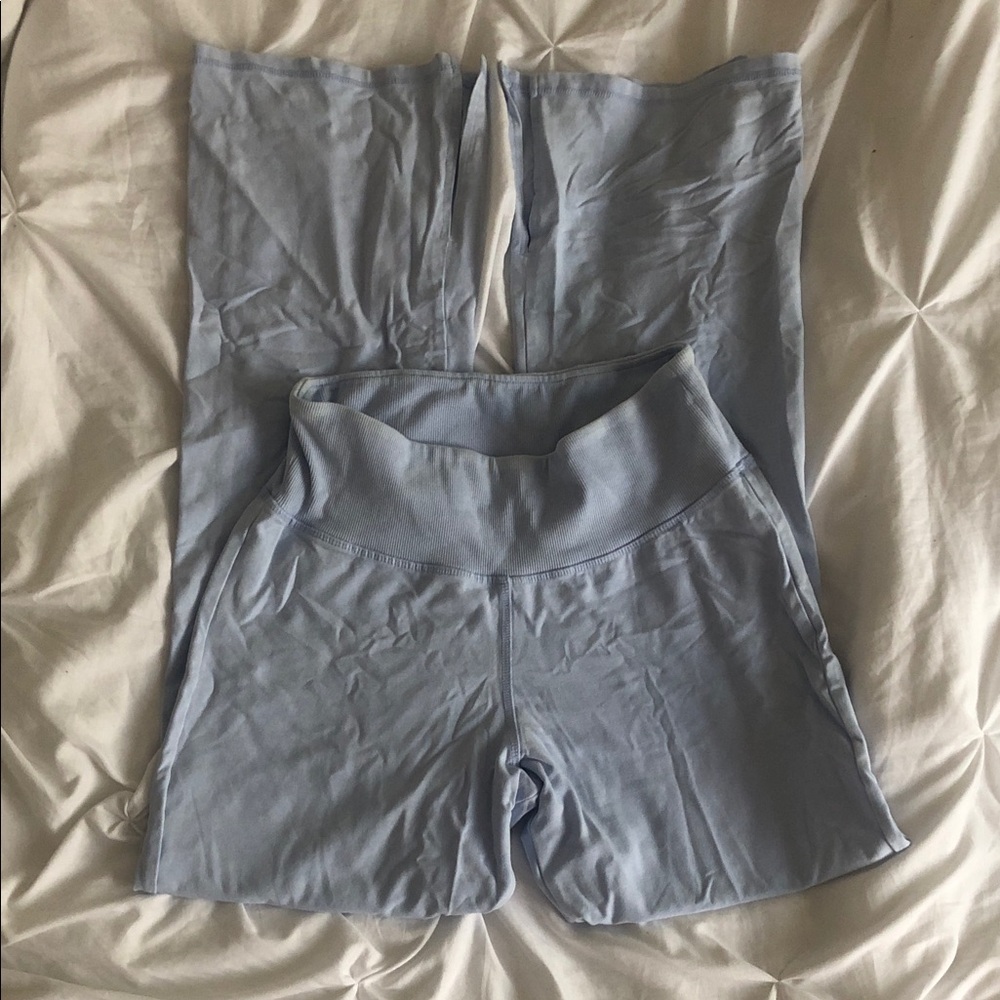 wild fable Light Blue High-Waist Wide-Leg Yoga Pants